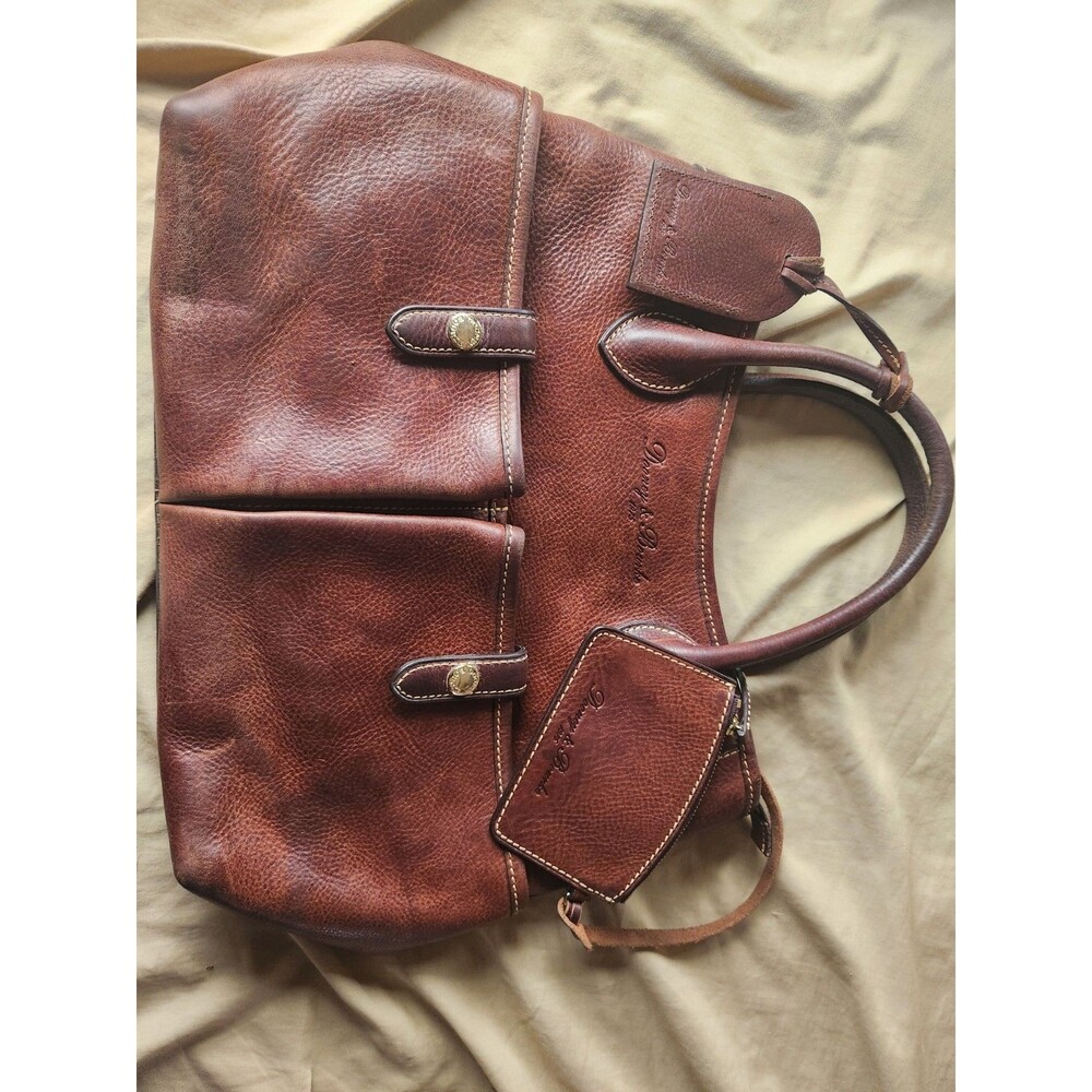 Dooney & Bourke Florentine Vacchetta Leather Double Pocket Satchel Brown - Picture 10 of 16